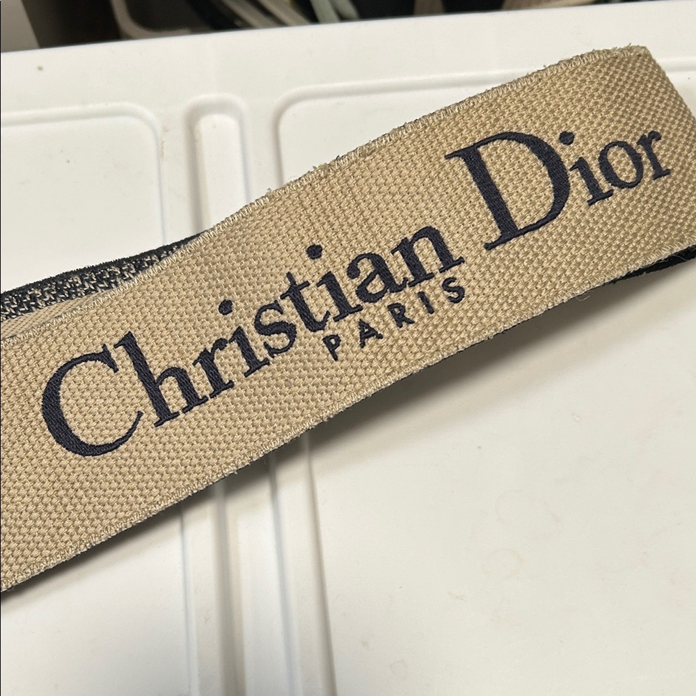 Dior Navy and Beige CHRISTIAN DIOR Woven Canvas Strap - Picture 5 of 12